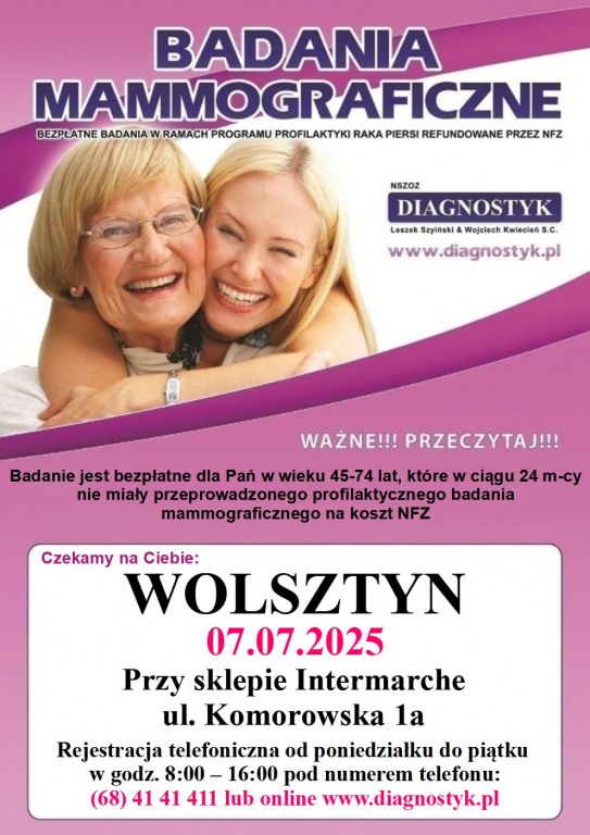  Bezpatne badania mammograficzne